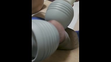 My dominant wife torture my glans(cockhead) with two magic wands.