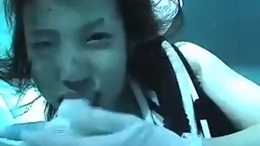 Japanese girl underwater wedding dress